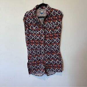 Kavu Women’s Tribal Romper Size Medium Boho Multicolor Tencel with Pockets
